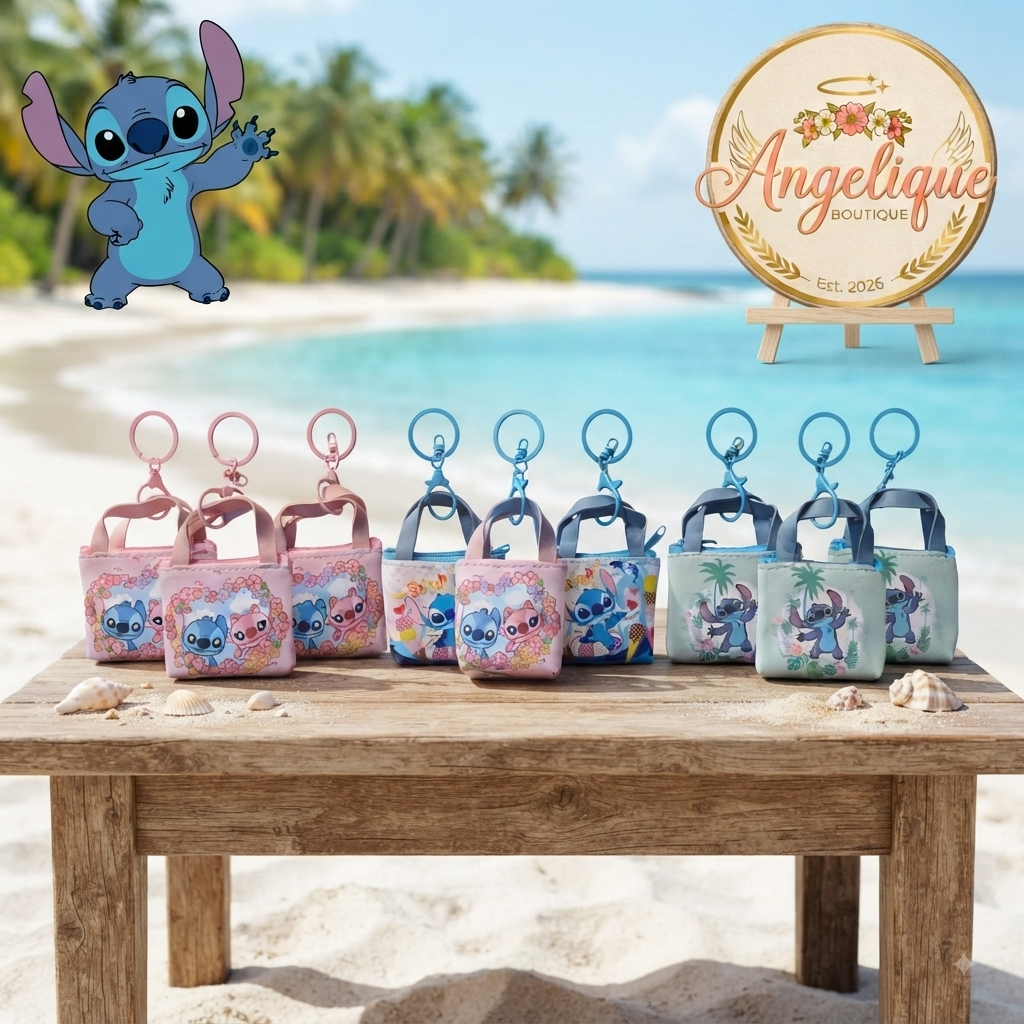 Stitch Mini Purse Keychain Bag Charm – 3 Designs - Angelique Boutique