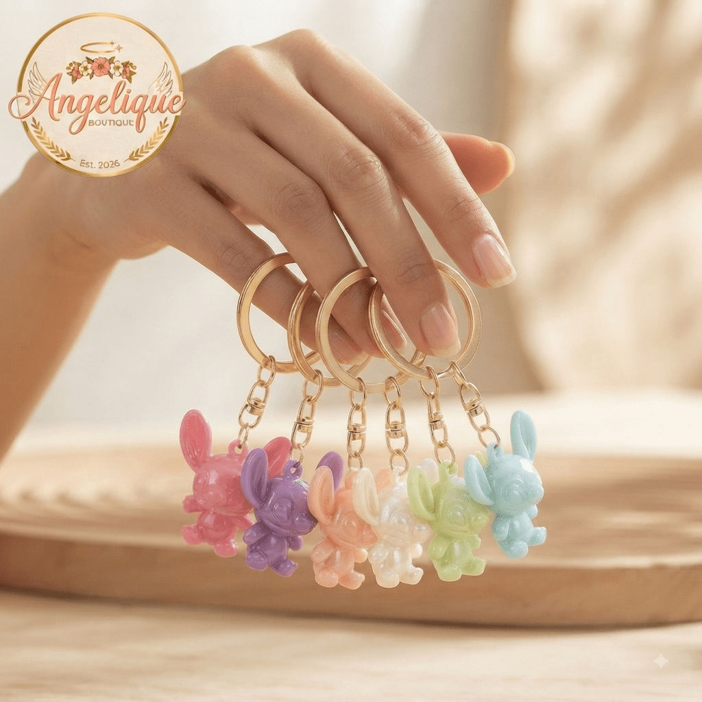 Stitch Pastel 3D Resin Keychain – 6 Colors - Angelique Boutique