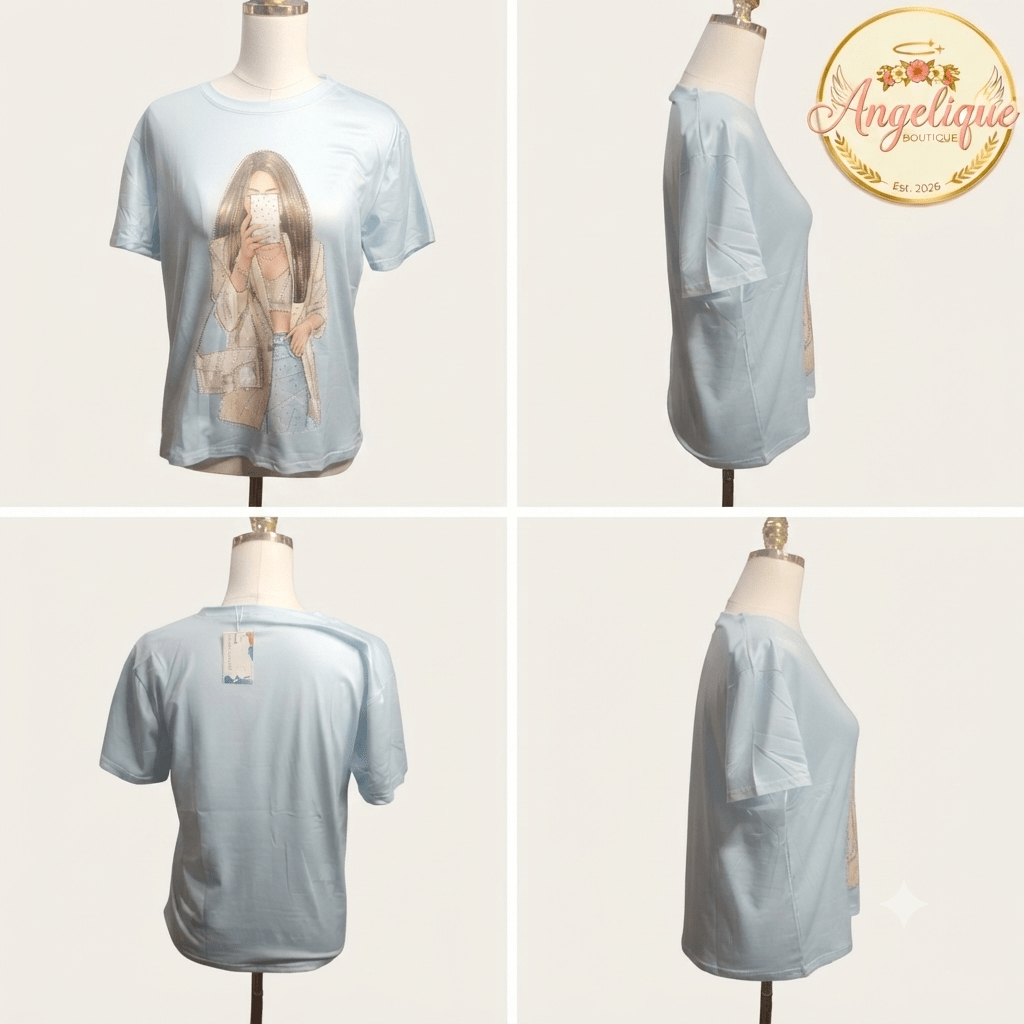 Stone & Shimmer Blouse – Soft Cotton Blend Top for Women - Angelique Boutique