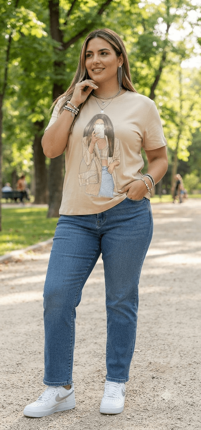 Stone & Shimmer Blouse – Soft Cotton Blend Top for Women - Angelique Boutique