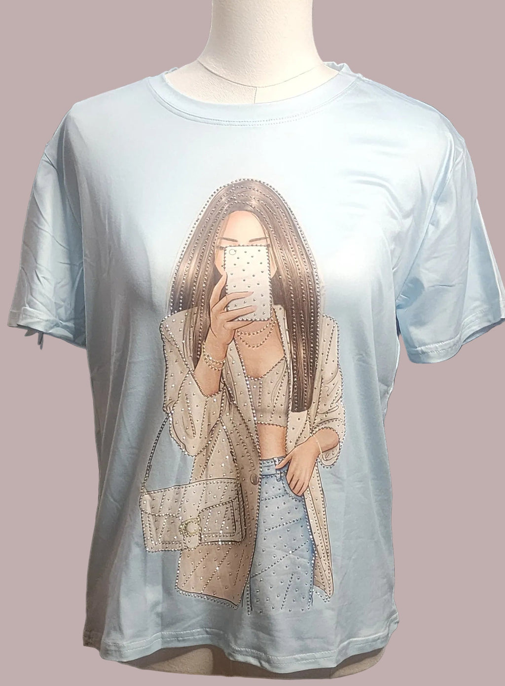 Stone & Shimmer Blouse – Soft Cotton Blend Top for Women - Angelique Boutique