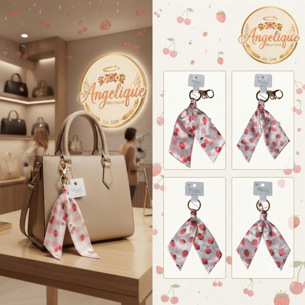 Strawberry & Cherry Keychain – Multiple Colors & Styles - Angelique Boutique