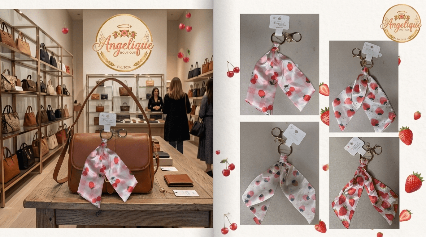 Strawberry & Cherry Keychain – Multiple Colors & Styles - Angelique Boutique