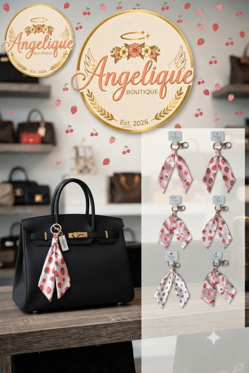Strawberry & Cherry Keychain – Multiple Colors & Styles - Angelique Boutique
