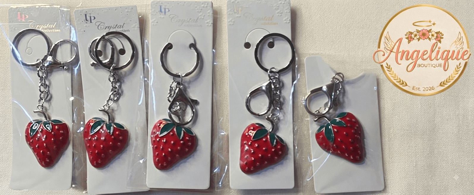 Strawberry Enamel Keychain – Cute Fruit Charm for Bags & Keys - Angelique Boutique