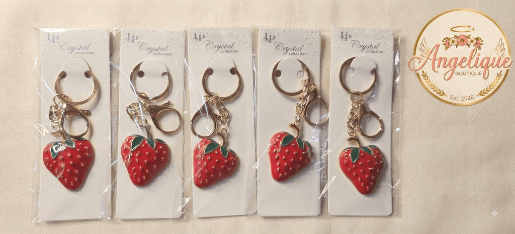 Strawberry Enamel Keychain – Cute Fruit Charm for Bags & Keys - Angelique Boutique