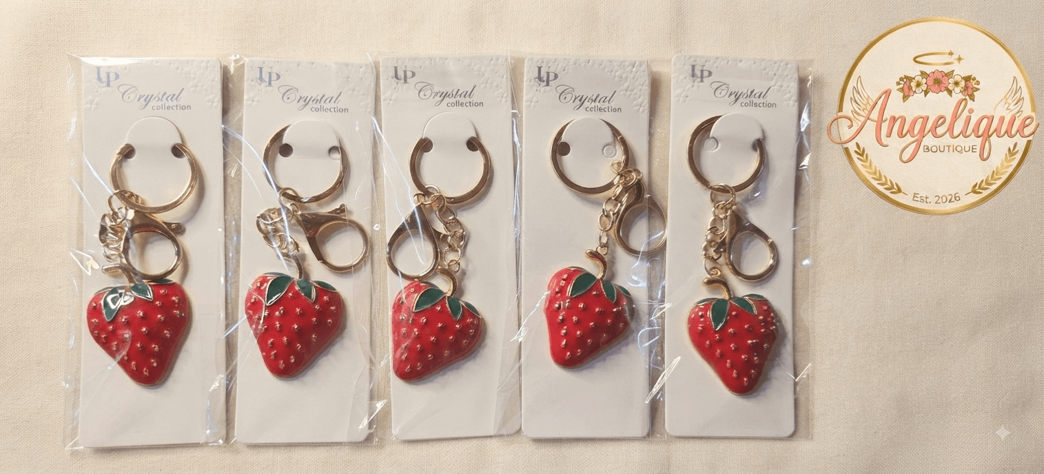 Strawberry Enamel Keychain – Cute Fruit Charm for Bags & Keys - Angelique Boutique