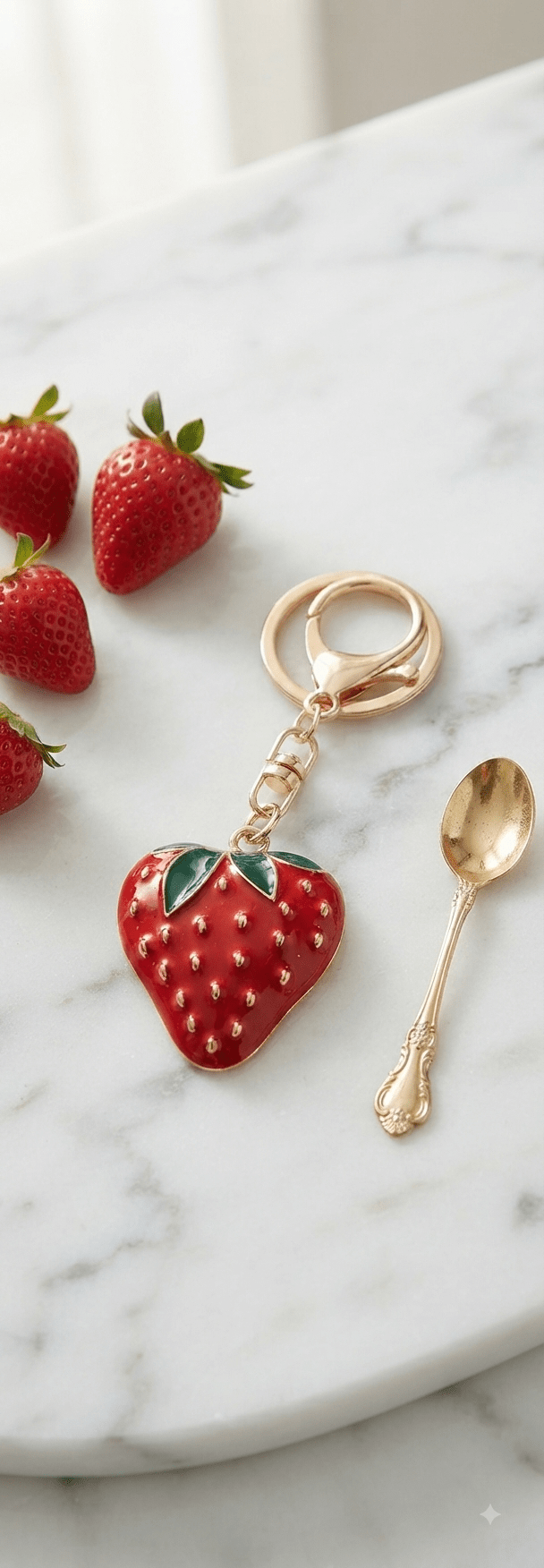 Strawberry Enamel Keychain – Cute Fruit Charm for Bags & Keys - Angelique Boutique