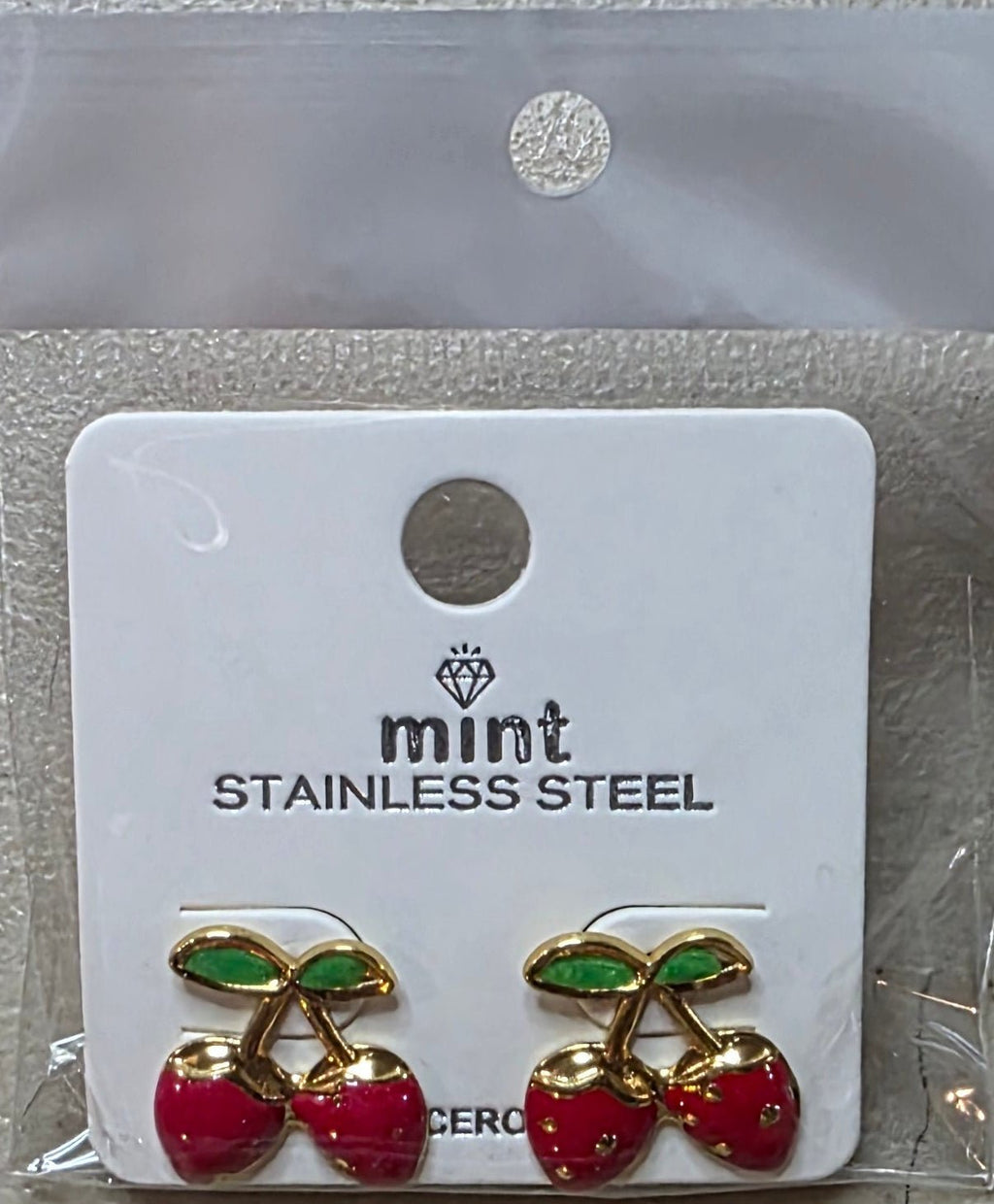 Strawberry Stainless Steel Earrings – Red & Pink Gold Studs for Women - Angelique Boutique