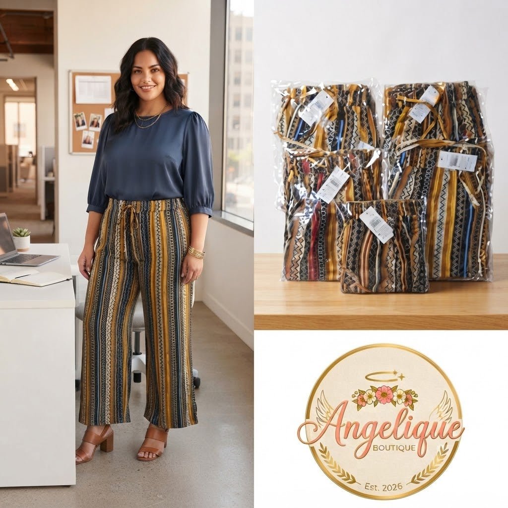 Striped Palazzo Shorts with Elastic Waist – Women's - Angelique Boutique