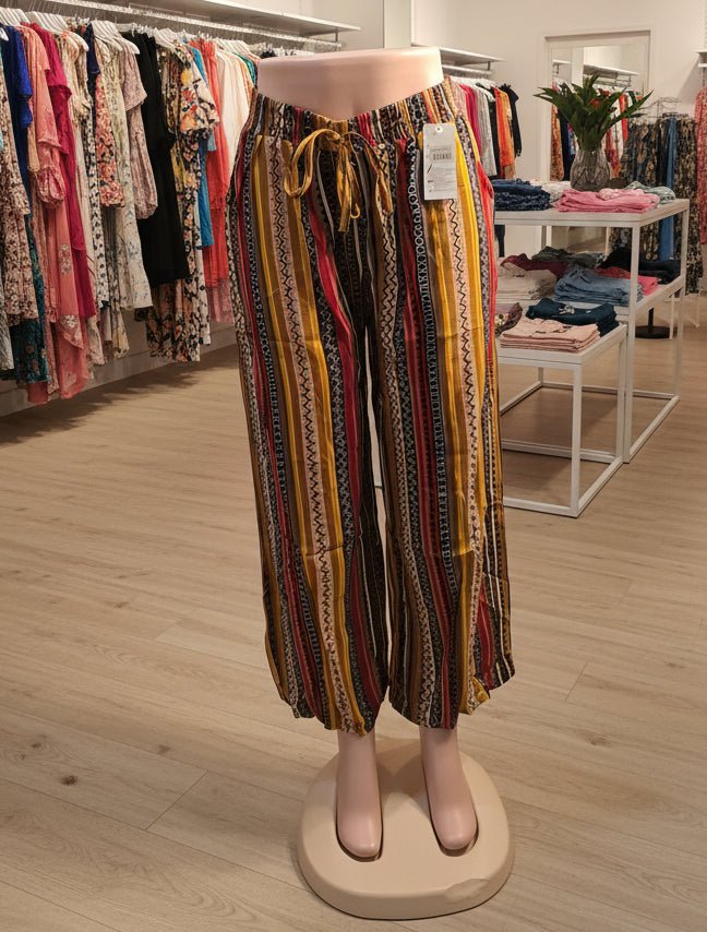 Striped Palazzo Shorts with Elastic Waist – Women's - Angelique Boutique