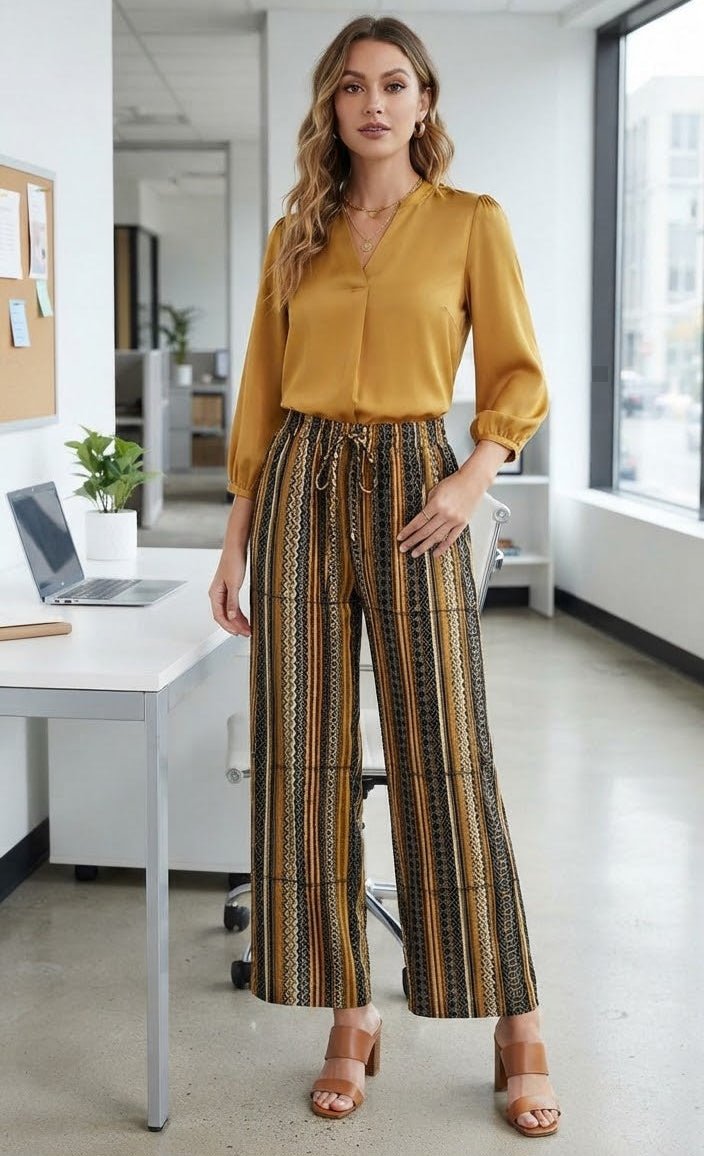 Striped Palazzo Shorts with Elastic Waist – Women's - Angelique Boutique