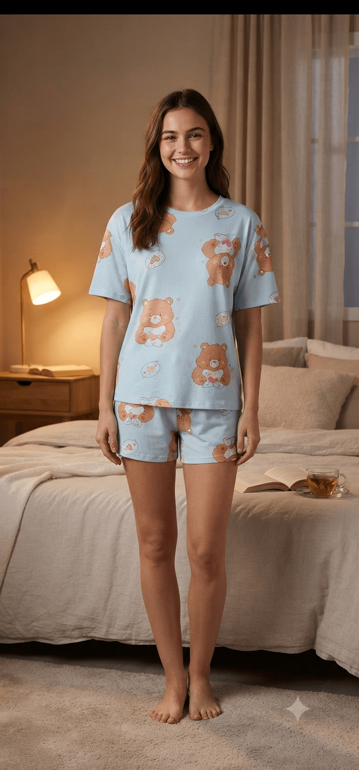 Teddy Bear 2-Piece Pajama Set – Women's Sleepwear - Angelique Boutique
