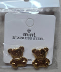 Teddy Bear Stainless Steel Earrings – Gold & Silver Studs for Women - Angelique Boutique