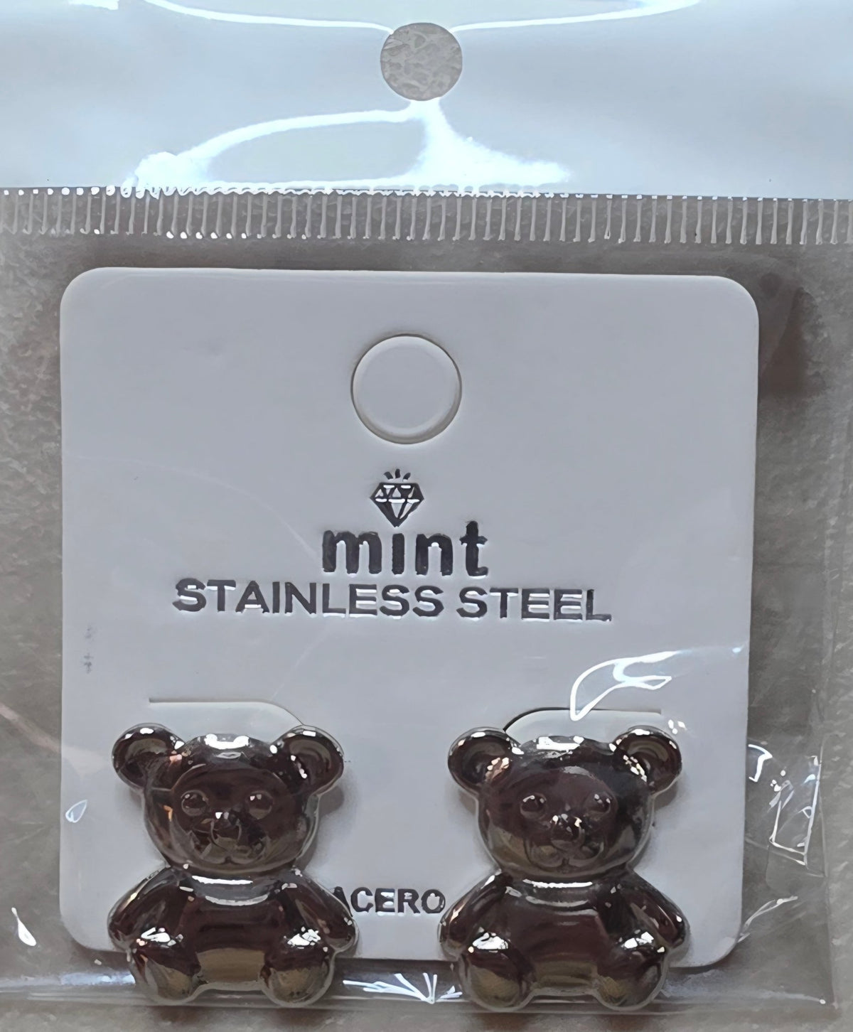 Teddy Bear Stainless Steel Earrings – Gold & Silver Studs for Women - Angelique Boutique