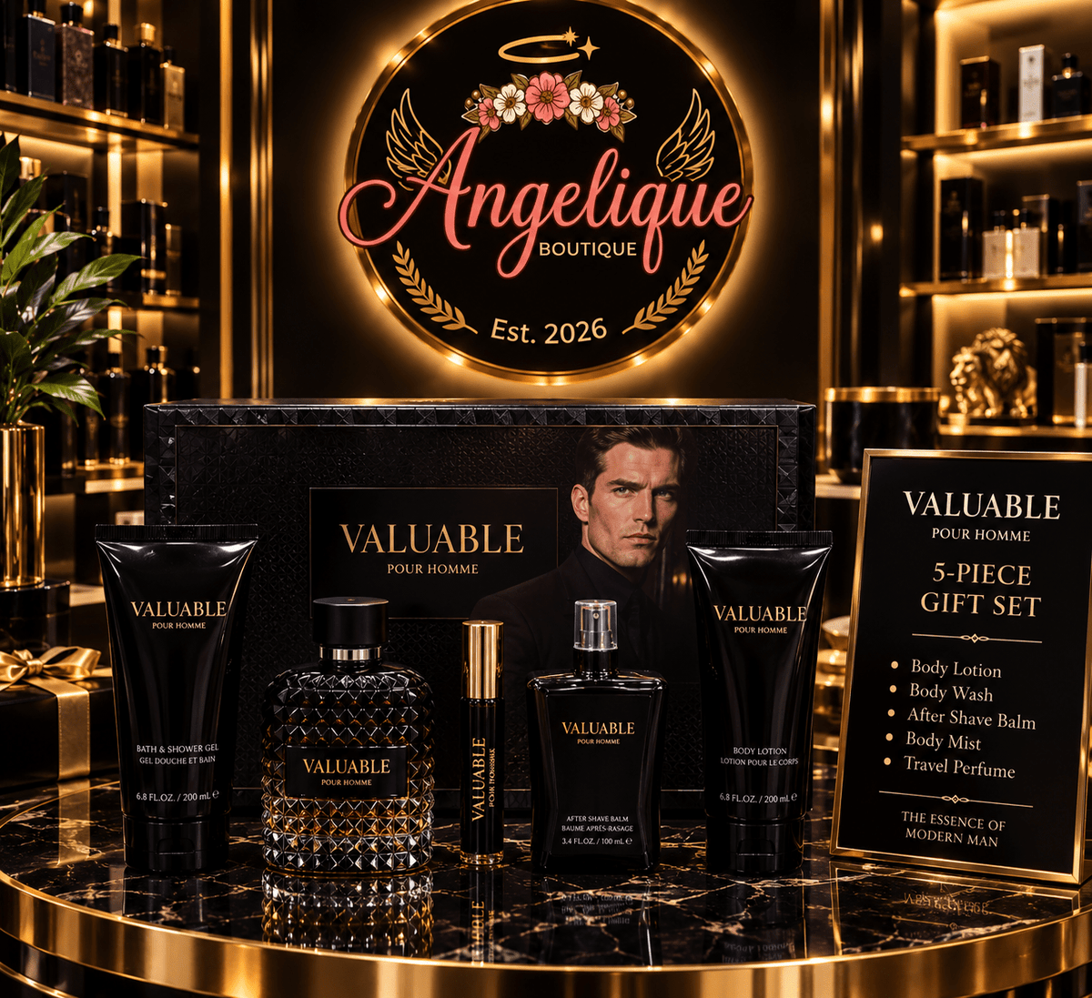 Valuable Pour Homme 5-Piece Men's Fragrance Gift Set - Angelique Boutique