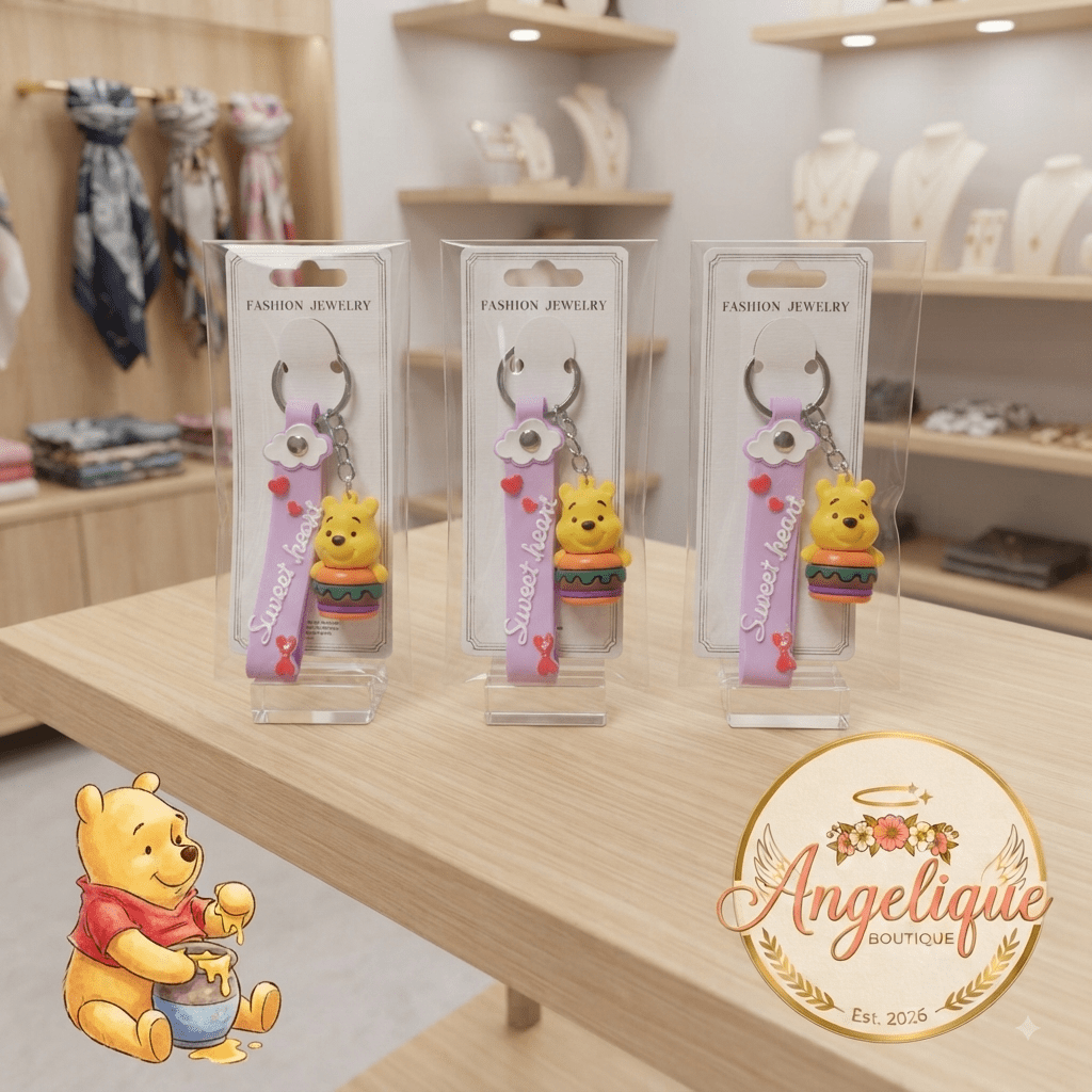 Winnie the Pooh Boba Tea Keychain Charm – Sweet Heart - Angelique Boutique