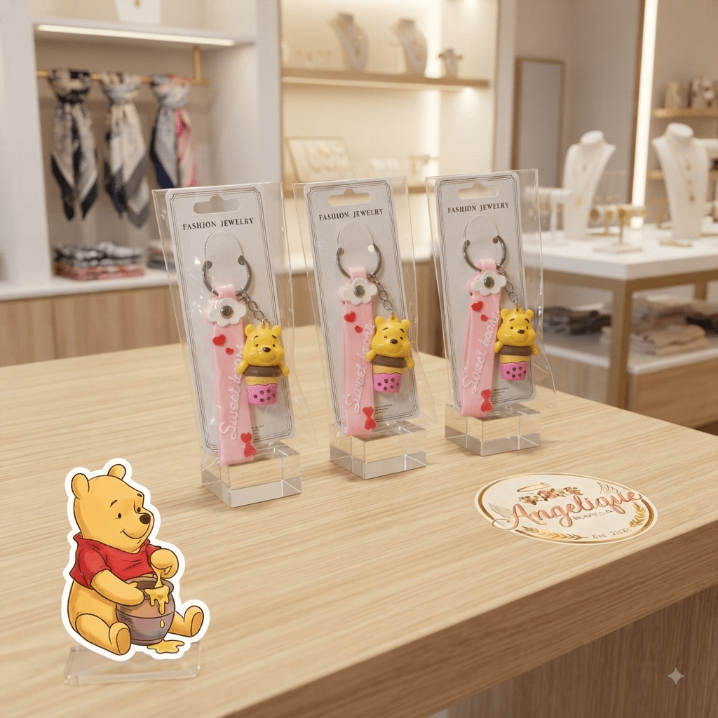 Winnie the Pooh Boba Tea Keychain Charm – Sweet Heart - Angelique Boutique