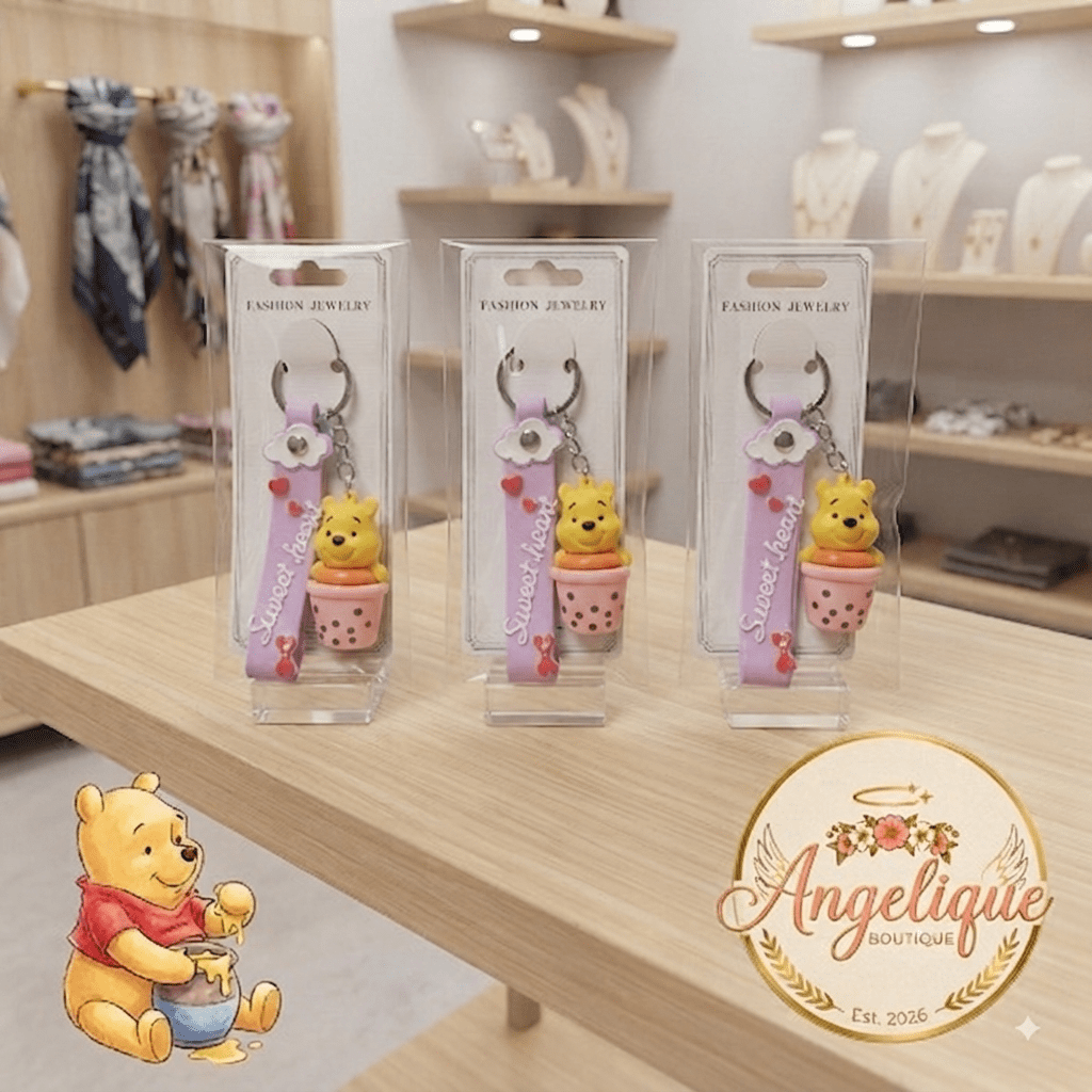 Winnie the Pooh Boba Tea Keychain Charm – Sweet Heart - Angelique Boutique