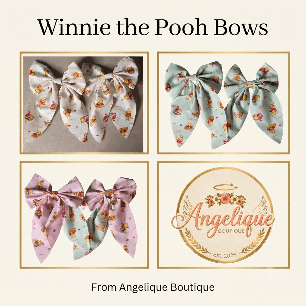 Winnie the Pooh Mini Coquette Hair Bows Set of 2 - Angelique Boutique