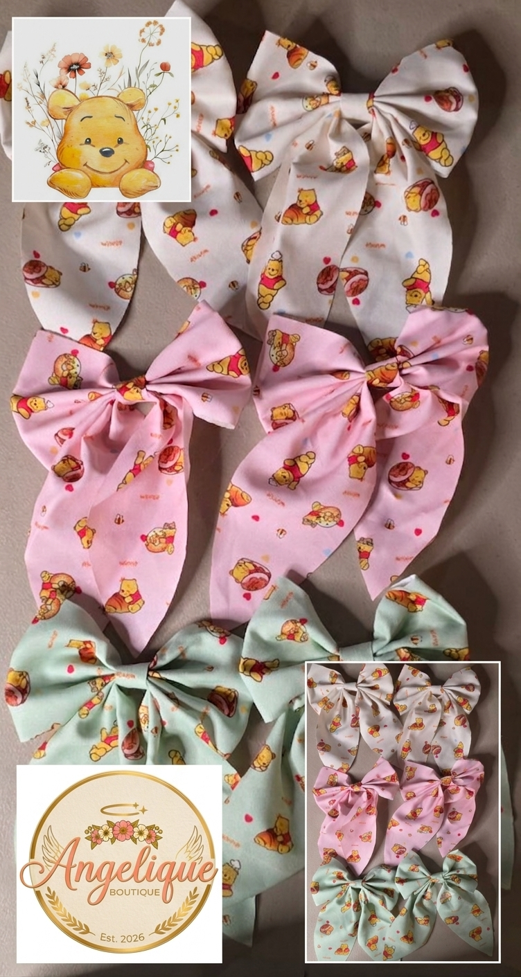 Winnie the Pooh Mini Coquette Hair Bows Set of 2 - Angelique Boutique