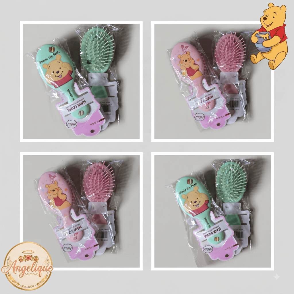 Winnie the Pooh Pastel Hair Brush & Scalp Massage Comb – 4 Colors - Angelique Boutique
