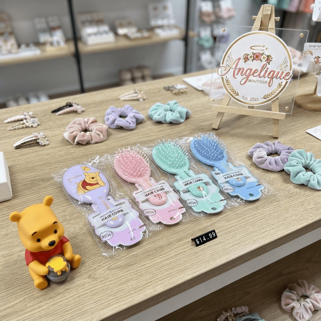 Winnie the Pooh Pastel Hair Brush & Scalp Massage Comb – 4 Colors - Angelique Boutique