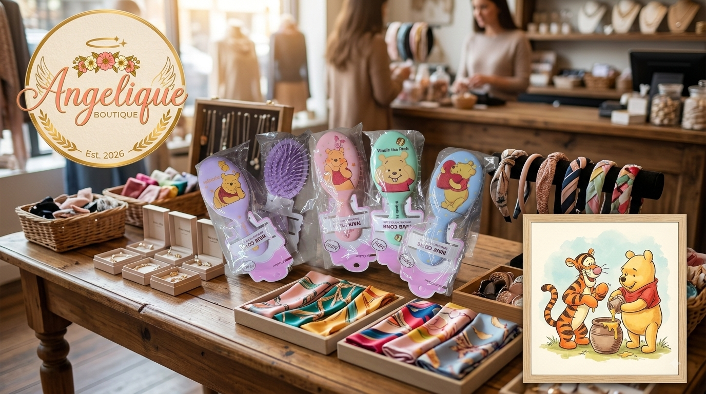 Winnie the Pooh Pastel Hair Brush & Scalp Massage Comb – 4 Colors - Angelique Boutique