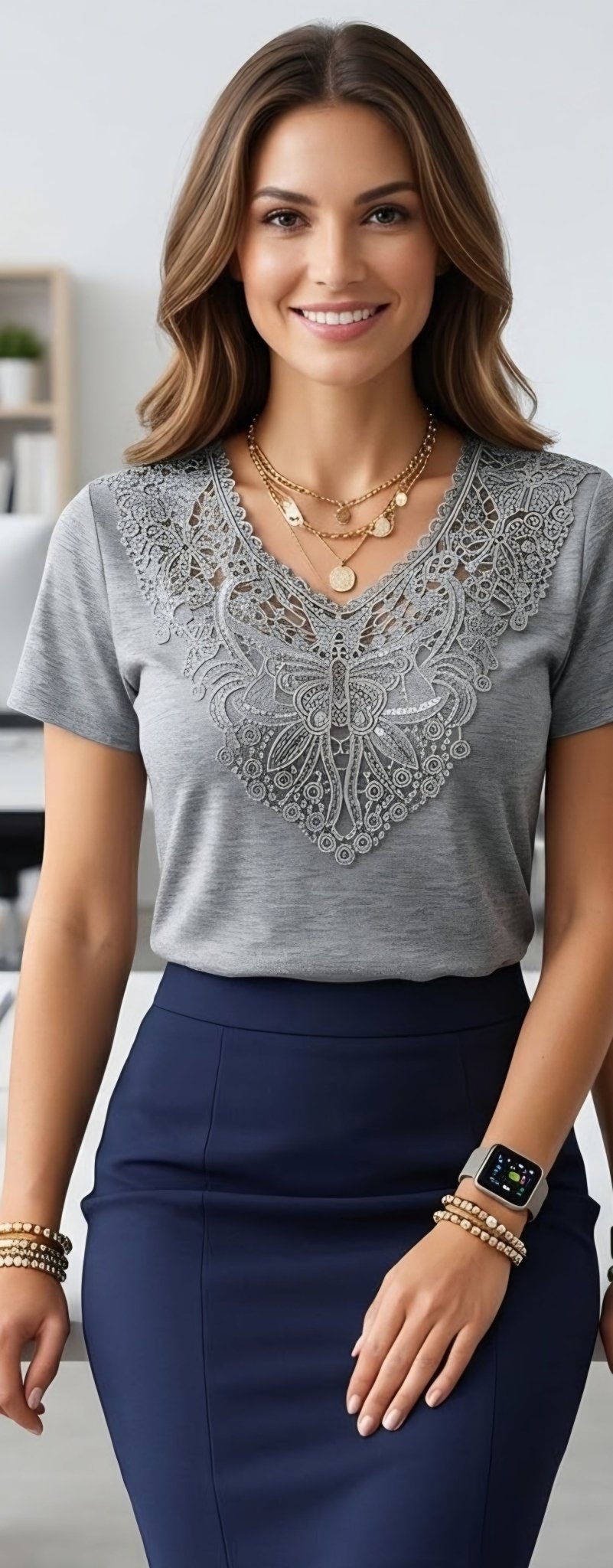 Women's Butterfly Embroidered Elegant Blouse - Angelique Boutique