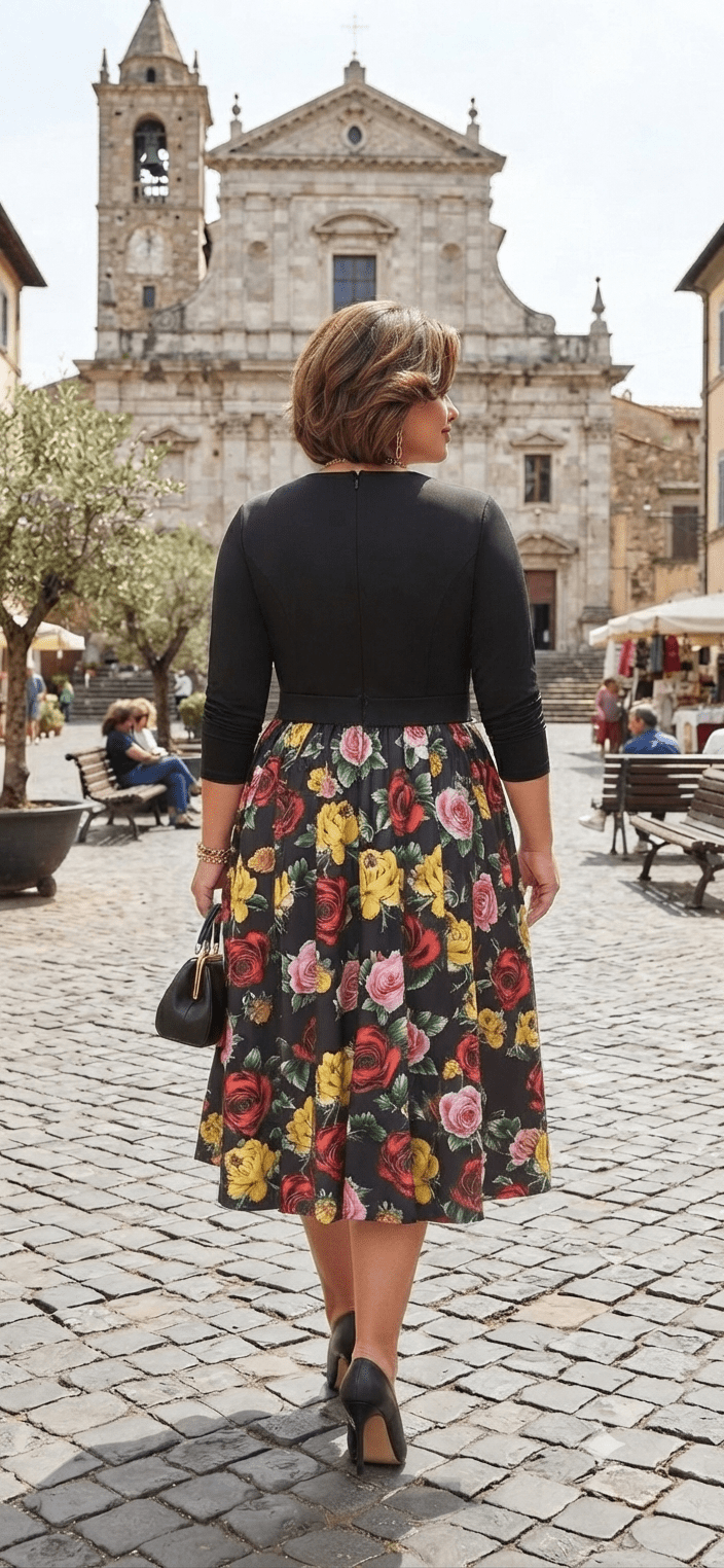 Women's Floral Midi Dress with Matching Cardigan - Angelique Boutique