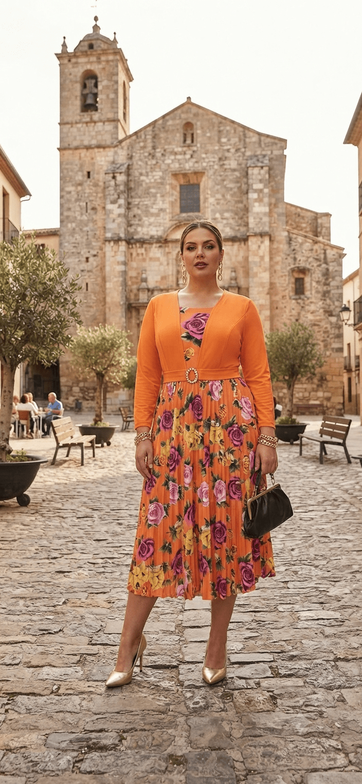 Women's Floral Midi Dress with Matching Cardigan - Angelique Boutique