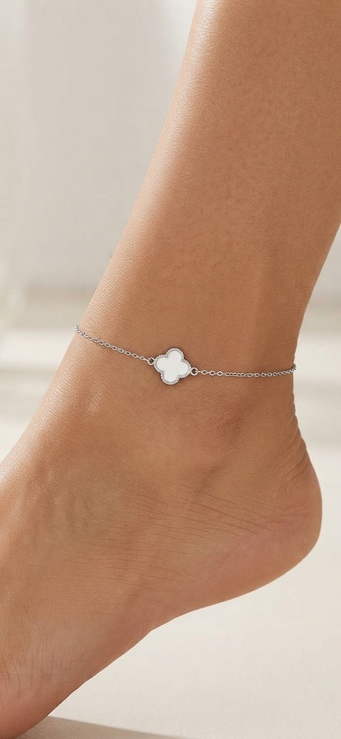 Women's Luxury Monogram Charm Anklet – Stainless Steel - Angelique Boutique