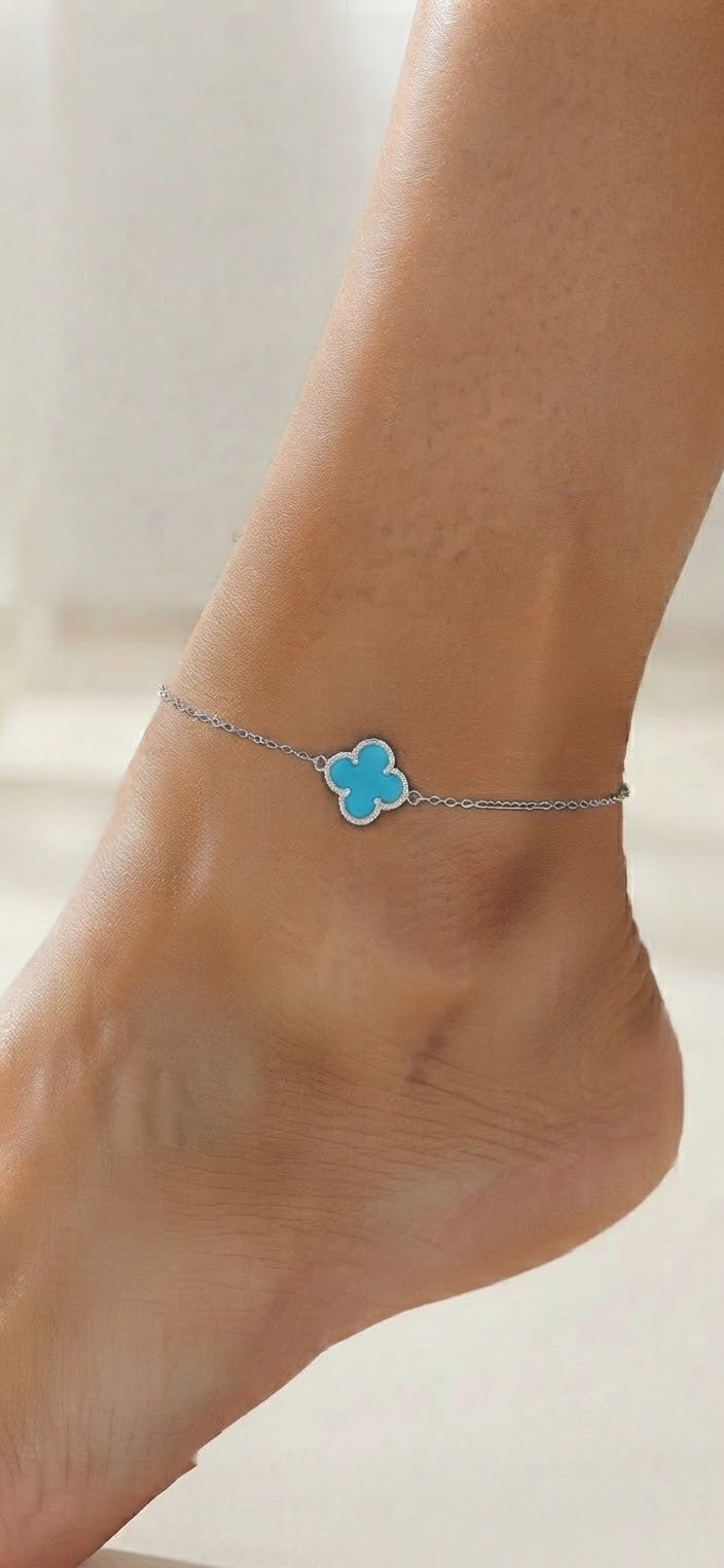 Women's Luxury Monogram Charm Anklet – Stainless Steel - Angelique Boutique