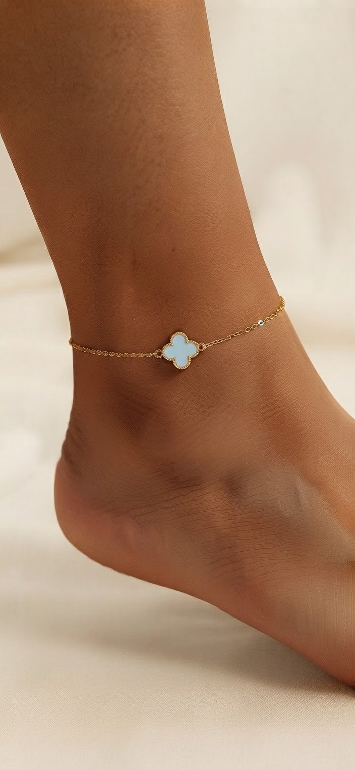 Women's Luxury Monogram Charm Anklet – Stainless Steel - Angelique Boutique