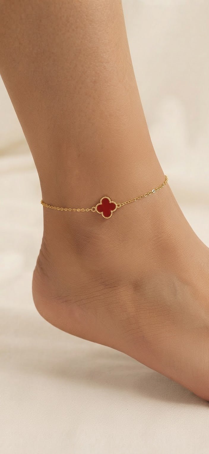 Women's Luxury Monogram Charm Anklet – Stainless Steel - Angelique Boutique