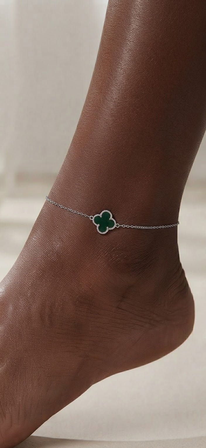 Women's Luxury Monogram Charm Anklet – Stainless Steel - Angelique Boutique